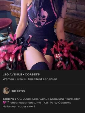 Leg Avenue Draculara Black and Hot Pink Skull Cheerleader Costume